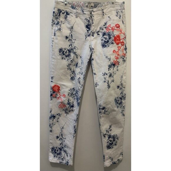 Vintage America Jeans Womens 6 White The Bestie Floral Embroidered Stretch - Picture 1 of 6